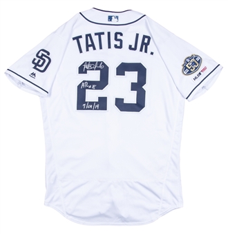 2019 Fernando Tatis Jr. Game Used & Signed San Diego Padres Home Jersey Used on 7/29/19 For Career Home Run #18 (MLB Authenticated & JSA)